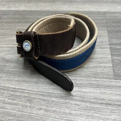 Southern Tide Leather Canvas Belt Size 34 Fishing Nautical Preppy Golf Blue • $24