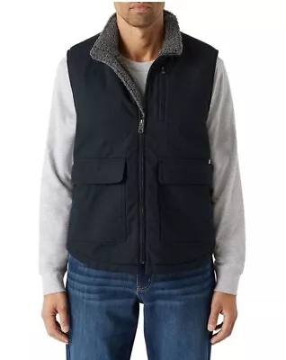 LEE MEN'S SHERPA LINED WORKWEAR CANVAS VEST Black Size Large NEW • $32.95