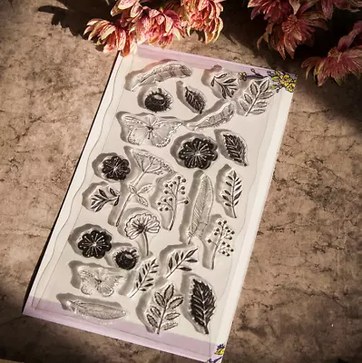 £3.69 • Buy Flower Butterfly Leaf Silicone Clear Stamp For Scrapbooking Embossing Card Craft