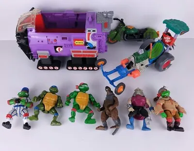 Vintage 90's Teenage Mutant Ninja Turtles - Figures Cars Drill Motorcycle Lot • $65