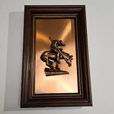 Vintage Framed Wall Plaque Copperama End Of Trail Signed Victor Copper Art • $19.99