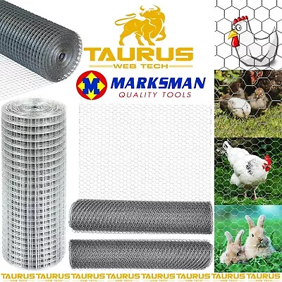 MARKSMAN Galvanised Mesh Wire Fence Aviary Net Rabbit Hutch Chicken Coop Pets UK • £10.95