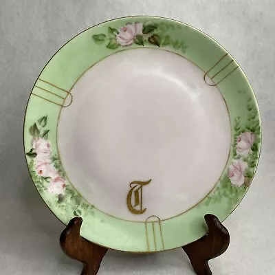 Antique Bavarian Hand Painted Cabinet Plate  T  Roses And Arches Signed • $24