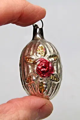 Vintage Antique Glass Outdent FLOWER On Drop Mini Christmas Ornament Germany • $35