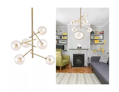 Modern Sputnik Chandelier 6 Lights Mid Century Brass Vintage Pendant Lighting... • $156.28