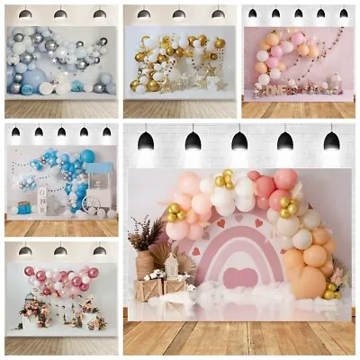 Cake Balloon Kids One 1st Birthday Backdrop Banner Booth Background Party Decor • $45.91