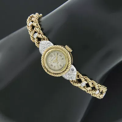 Ladies' Movado 14k Gold 15.9mm Mechanical 17j Wrist Watch Diamond & 18k Bracelet • $1756