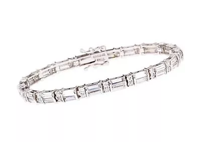 QVC Epiphany Platinum Clad Diamonique Baguette & Round Tennis Bracelet • $146.99