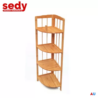 Bathroom Wooden Corner Shelf Rack Storage Bamboo Organiser Caddy Plant Stand Pot • $49.95