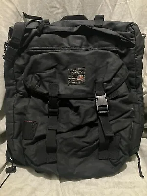 Vintage Polo Ralph Lauren Denim Supply Militay Black Canvas Backpack / Messanger • $125