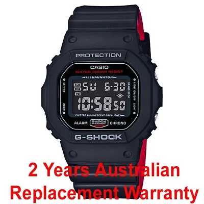 CASIO G-SHOCK MEN WATCH DW-5600HR-1 BLACK X RED DW-5600HR-1DR 2-YEARS WARRANTY • $144.99