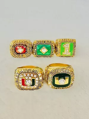 5 PCS Miami Hurricanes NCAA 18k GP Championship Ring US SHIP 1983-2001 • $104.99