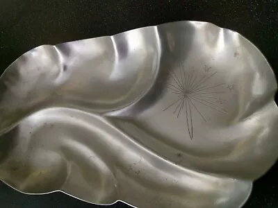 Vintage MID CENTURY MODERN ATOMIC STARBURST ALUMINUM TRAY PARTY CANDY NUTS  • $29