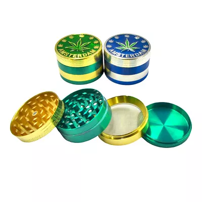 Metal Herb Grinder 50mm 4 Part Pieces Amsterdam Emboss Tone Spice Crusher UK • £8.99