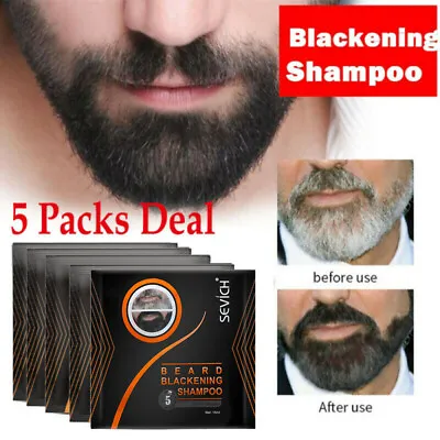 5 Bag  Men's Black Beard Simple Hair Dye Color Shampoo Permanent Darkening Hair • $8.65