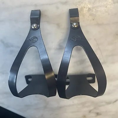New-Old-Stock Vintage Alloy CINELLI TOE CLIPS • Black • Small • Italy.  (NJ) • $35