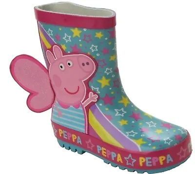 Girls Peppa Pig Pink 3d Rubber Wellies Rain Wellys Wellington Boots Uk Size 5-10 • £15.95