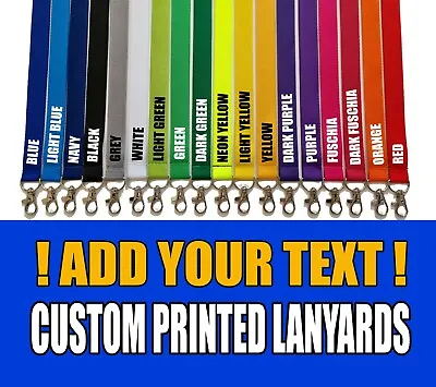 Printed Or Plain Lanyard Personalised Custom Neck Strap ID HOLDER Safety Clip UK • £1.95