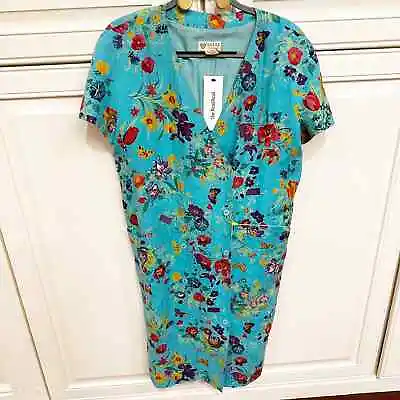 Gucci Vintage 80’s 90’s Linen Floral Short Sleeve Button V Neck Midi Dress Rare • $598