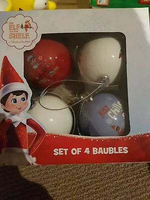 $29.99 • Buy Christmas Elves Elf On The Shelf Set Of 4 Baubles Xmas Tree Decoration