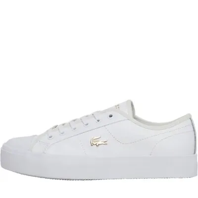 Lacoste Womens Ziane Plus Grand Trainers White/​Gold Shoes • £69.95