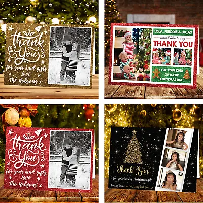 £8.20 • Buy Personalised Thank You Cards Christmas Xmas Photo Folded Postcards Children Pack