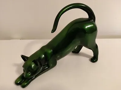 Cold Cast Cat Figurine Metallic Green (1970s) Collectable • £8