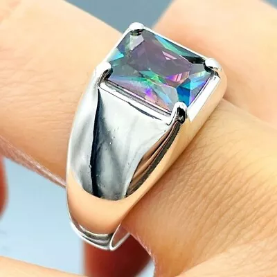 Multicolor Mystic Topaz Gemstone Ring Mens 925K Sterling Silver Men's Jewelry • $40