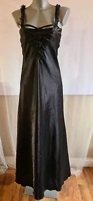 French Vintage Ladies Black Long Evening Prom Dress Strappy Polyester • $18.31