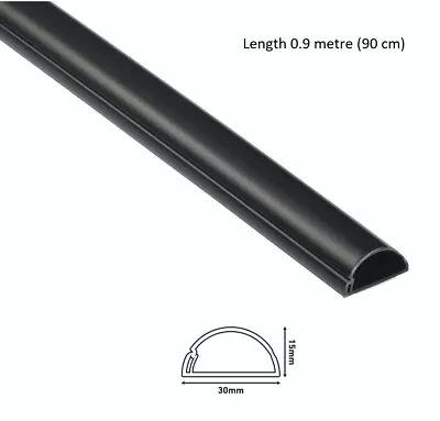 90 Cm Long D-Line 30 X 15 Mm Trunking Black Cable Management Hide Cover Dline • £8.31