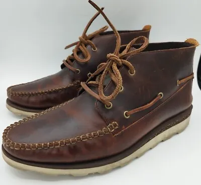 £45 • Buy Clarks Dakin Deck Brown Leather Desert Chukka Moccasin Lace Up Boots Size UK8 G