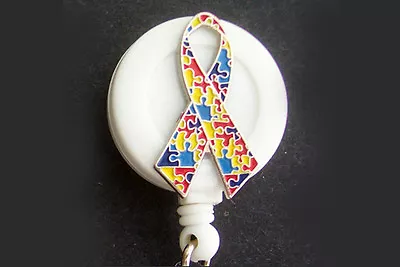 AUTISM AWARENESS Puzzle Retractable ID Badge Reel Key Chain Security Card Holder • $12.98