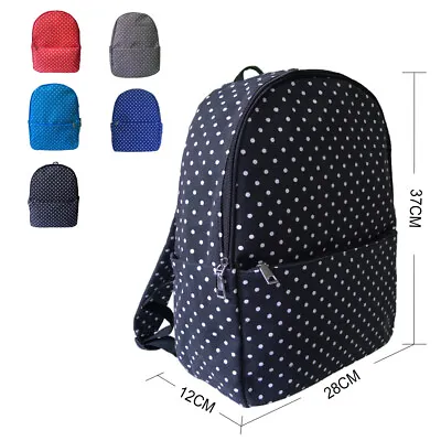 £10.49 • Buy New Womens Polka Dot Print Canvas Single Pocket Backpack Girls School Bag