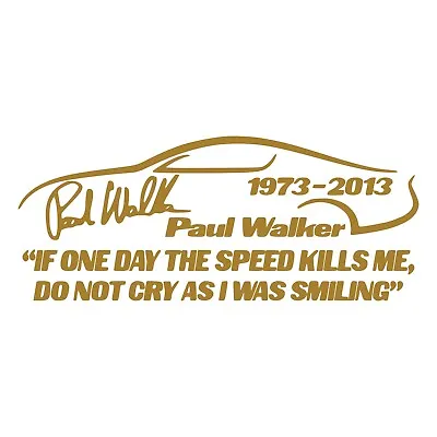 Paul Walker Tribute Sticker - In Memory Decal - Choose Color Size  • $3.73