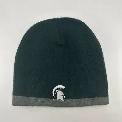 Michigan State Spartans MSU Green White Spartan And S Logo Winter Beanie Hat EUC • $9.99