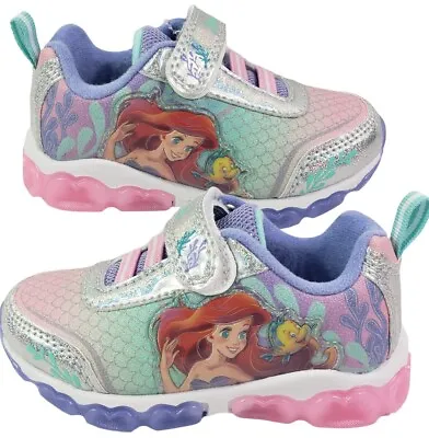 Disney Girls' Mermaid Shoes - Laceless LED Light Up Shoes Pink Size 9 (16cm) New • $34.99