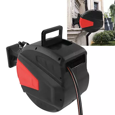 20m Garden Patio Hose Reel Wall Mounted Retractable Auto Rewind Pipe Swivel • £47.90