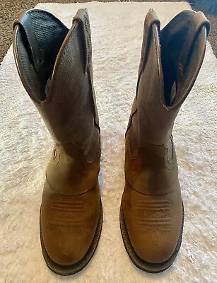 Cabelas Mens Pinedale Brown Leather Western Work Boots Size 8EE. Worn Few Times • $55