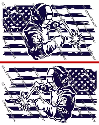 American WelderIron Worker{TWO}14 X8 MillwrightMechanicFlagVinyl Decal • $25.45