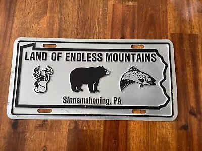 Vintage  Sinnamahoning PA Booster License Plate Bear Deer Fish hunting • $18