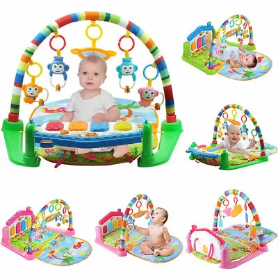 3 In 1 Baby Gym Play Mat Lay & Play Fitness Music And Lights Fun Piano Green  • £22.75