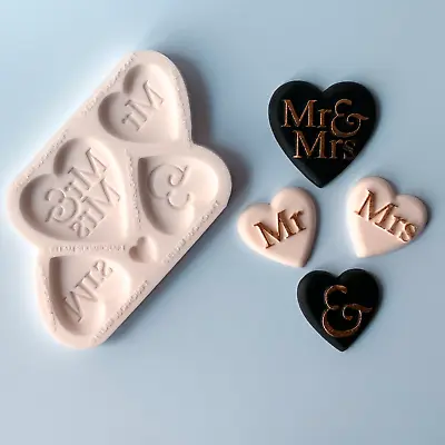 £9 • Buy Silicone Mould Wedding Hearts Mr & Mrs Cupcake Heart Favours M134
