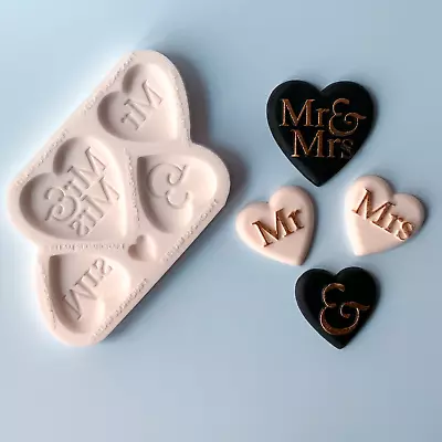 £9 • Buy Silicone Mould Wedding Hearts Mr & Mrs Cupcake Heart Favours M134