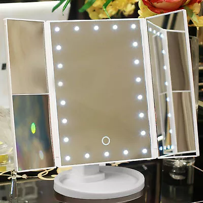 22 LED Touch Screen Make Up Mirror Tabletop Lighted Cosmetic Illuminated Vanity • £9.29