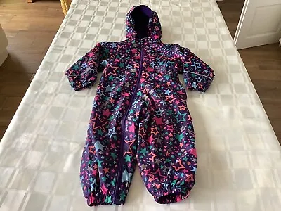 £4.99 • Buy Mountain Warehouse Fleece Lined Puddle Splash Suit Girl Age 2-3 Yrs Purple Stars