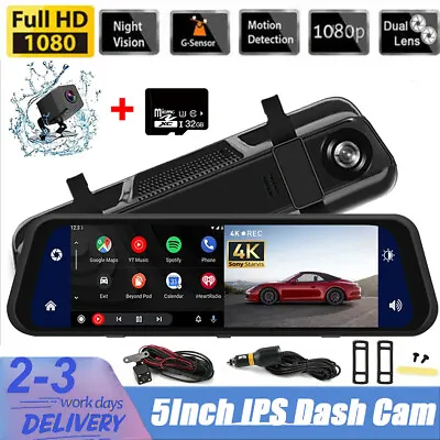 Car Dash Camera With 32GB SD Card HD 1080P LCD Dual Lens Front And Rear Cam UK • £26.99