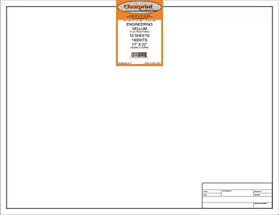 Vellum Sheets With Engineer Title Block 17x22 Inches 16 Lb. 60 GSM 1000H 100%... • $55.79