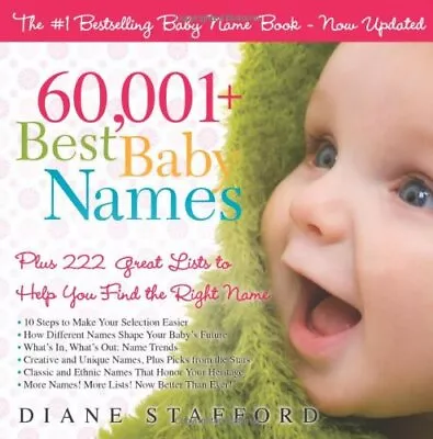 60001+ Best Baby Names: Plus 222 Great Lists To Help You ... By Stafford Diane • £3.49