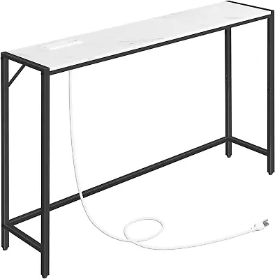 Console Table Narrow Sofa Table 43.3” Entrance Table With Power Station Behin • $126.88