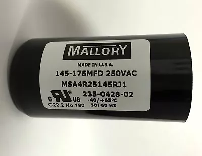 145-175uf  Mallory Start Capacitor MSA4R25145RJ1 250VAC Motors 145-175mfd 240V • $40